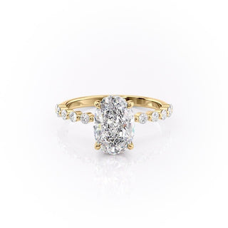 2.10 CT Oval Cut Solitaire Pave Setting Moissanite Engagement Ring - Barbara Maison 