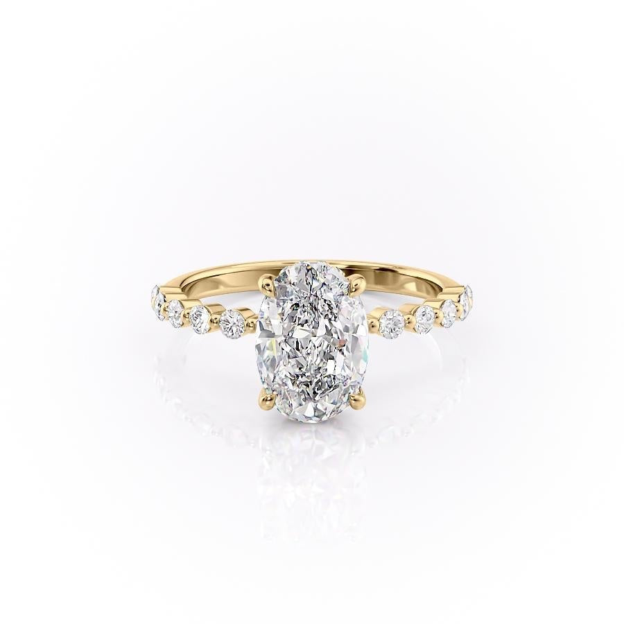 2.10 CT Oval Cut Solitaire Pave Setting Moissanite Engagement Ring - Barbara Maison 