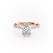 2.10 CT Oval Cut Hidden Halo Pave Setting Moissanite Engagement Ring - Barbara Maison 