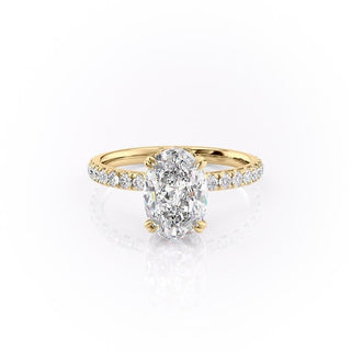 2.10 CT Oval Cut Hidden Halo Pave Setting Moissanite Engagement Ring - Barbara Maison 