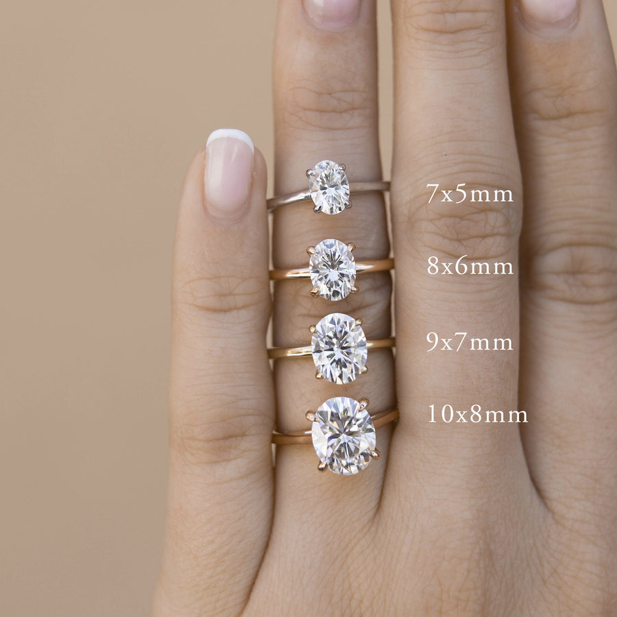 0.84-2.72 CT Oval Cut Solitaire Moissanite Engagement Ring - Barbara Maison 