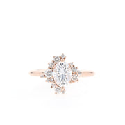 0.84 CT Oval Cut Cluster Moissanite Engagement Ring - Barbara Maison 