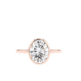 1.33 CT-2.72 CT Oval Cut Bezel Solitaire Engagement Ring - Barbara Maison 