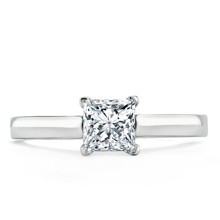 1.0 CT Princess Cut Solitaire Moissanite Engagement Ring - Barbara Maison 