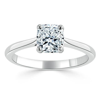 1.0 CT Cushion Cut Solitaire Moissanite Engagement Ring - Barbara Maison 