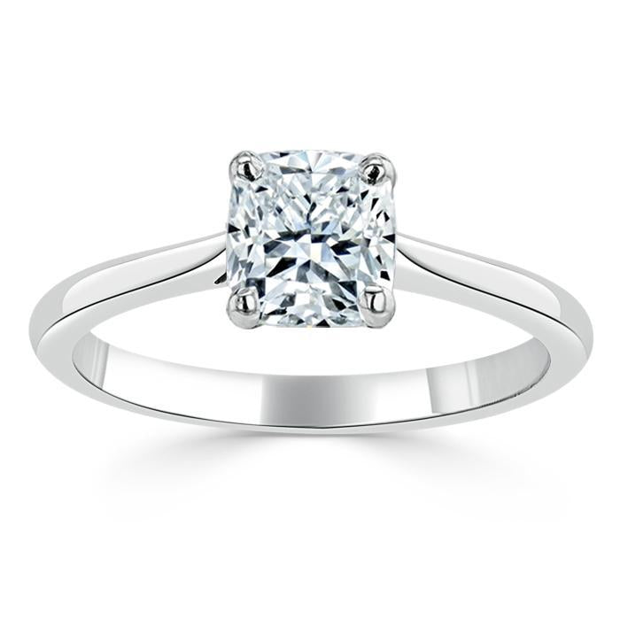 1.0 CT Cushion Cut Solitaire Moissanite Engagement Ring - Barbara Maison 