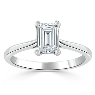 1.0 CT Emerald Cut Moissanite Solitaire Engagement Ring - Barbara Maison 