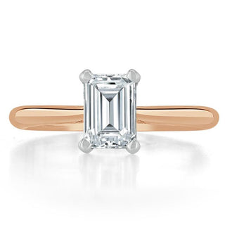 1.0 CT Emerald Cut Moissanite Solitaire Engagement Ring - Barbara Maison 