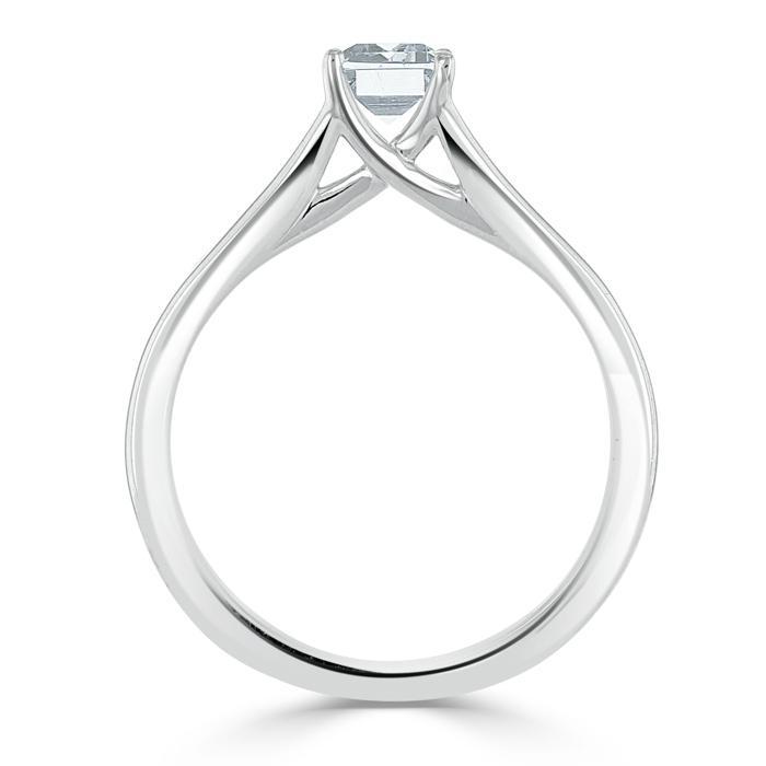 0.75 CT Emerald Cut Solitaire Split Shank Moissanite Engagement Ring - Barbara Maison 