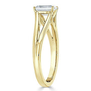 0.75 CT Emerald Cut Solitaire Split Shank Moissanite Engagement Ring - Barbara Maison 