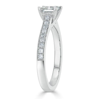 1.0 CT Princess Cut Solitaire Channel Pave Setting Moissanite Engagement Ring - Barbara Maison 