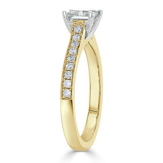 1.0 CT Princess Cut Solitaire Channel Pave Setting Moissanite Engagement Ring - Barbara Maison 