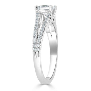 1.0 CT Princess Cut Solitaire Split Shank Setting Moissanite Engagement Ring - Barbara Maison 