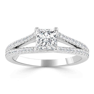 1.0 CT Princess Cut Solitaire Split Shank Setting Moissanite Engagement Ring - Barbara Maison 