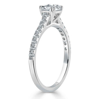 0.75 CT Cushion Cut Solitaire Moissanite Engagement Ring With Pave Setting - Barbara Maison 