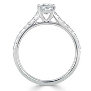 0.75 CT Cushion Cut Solitaire Moissanite Engagement Ring With Pave Setting - Barbara Maison 