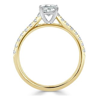 0.75 CT Cushion Cut Solitaire Moissanite Engagement Ring With Pave Setting - Barbara Maison 