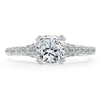 1.0 CT Cushion Cut Hidden Halo Pave Moissanite Engagement Ring - Barbara Maison 