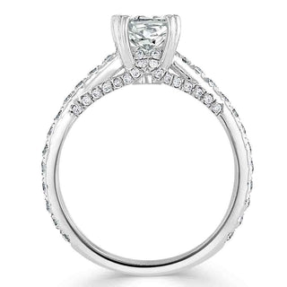 1.0 CT Cushion Cut Hidden Halo Pave Moissanite Engagement Ring - Barbara Maison 