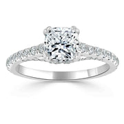 1.0 CT Cushion Cut Hidden Halo Pave Moissanite Engagement Ring - Barbara Maison 