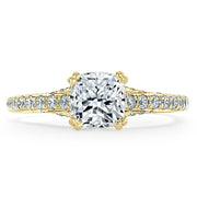 1.0 CT Cushion Cut Hidden Halo Pave Moissanite Engagement Ring - Barbara Maison 