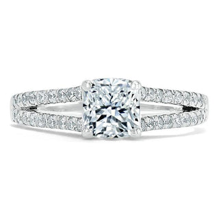 1.0 CT Cushion Cut Solitaire Split Shank Setting Moissanite Engagement Ring - Barbara Maison 