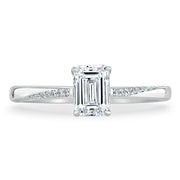 0.75 CT Emerald Cut Solitaire Moissanite Engagement Ring - Barbara Maison 