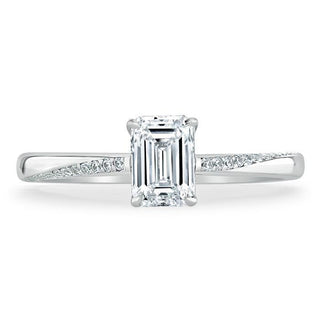 0.75 CT Emerald Cut Solitaire Moissanite Engagement Ring - Barbara Maison 