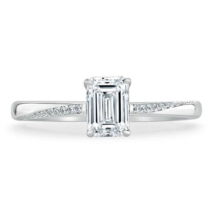 0.75 CT Emerald Cut Solitaire Moissanite Engagement Ring - Barbara Maison 