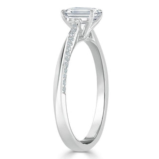 0.75 CT Emerald Cut Solitaire Moissanite Engagement Ring - Barbara Maison 