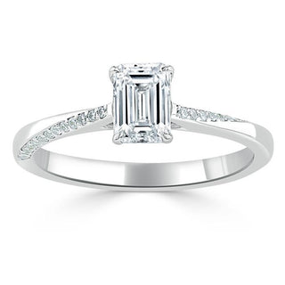 0.75 CT Emerald Cut Solitaire Moissanite Engagement Ring - Barbara Maison 