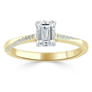 0.75 CT Emerald Cut Solitaire Moissanite Engagement Ring - Barbara Maison 