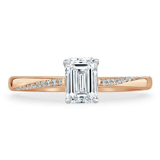 0.75 CT Emerald Cut Solitaire Moissanite Engagement Ring - Barbara Maison 