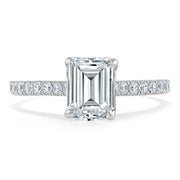 1.50 CT Emerald Cut Solitaire Pave Setting Moissanite Engagement Ring - Barbara Maison 