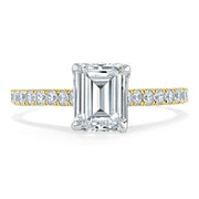 1.50 CT Emerald Cut Solitaire Pave Setting Moissanite Engagement Ring - Barbara Maison 