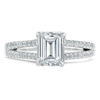 1.0 CT Emerald Cut Solitaire Split Shank Setting Moissanite Engagement Ring - Barbara Maison 