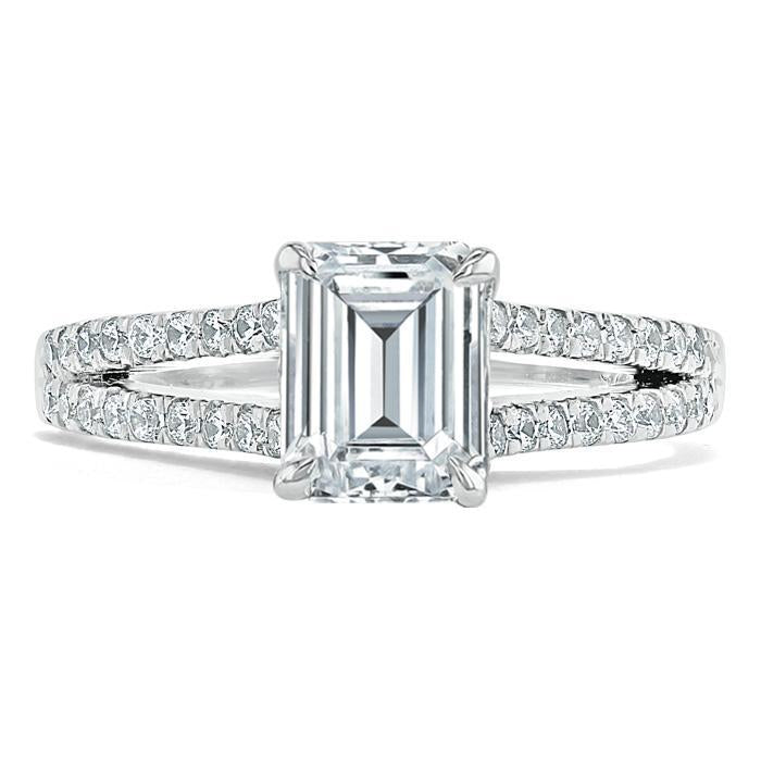 1.0 CT Emerald Cut Solitaire Split Shank Setting Moissanite Engagement Ring - Barbara Maison 