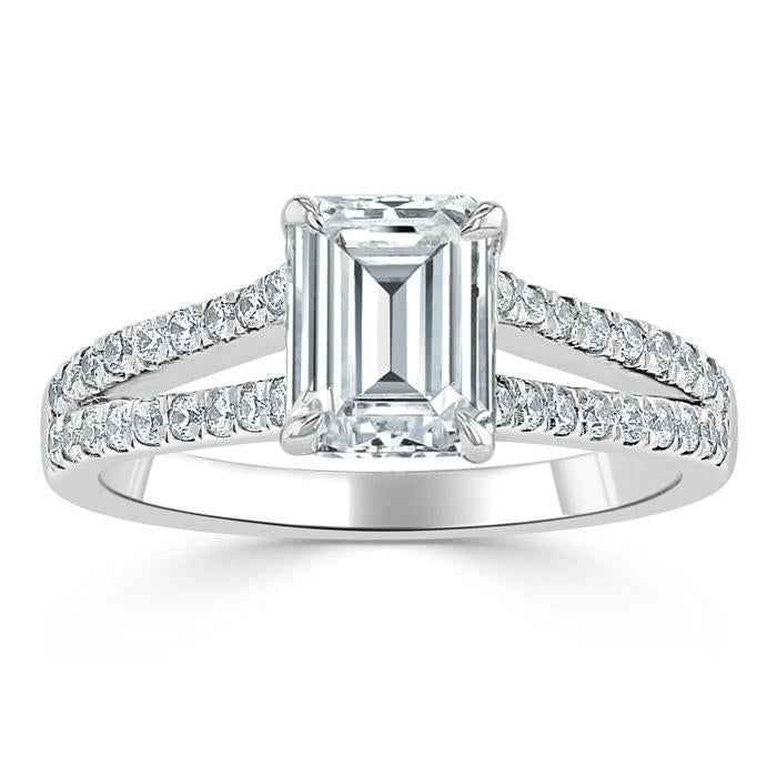 1.0 CT Emerald Cut Solitaire Split Shank Setting Moissanite Engagement Ring - Barbara Maison 