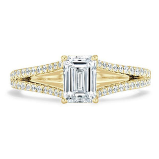 1.0 CT Emerald Cut Solitaire Split Shank Setting Moissanite Engagement Ring - Barbara Maison 