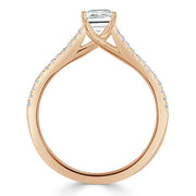 1.0 CT Emerald Cut Solitaire Split Shank Setting Moissanite Engagement Ring - Barbara Maison 