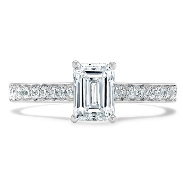 0.75 CT Emerald Cut Solitaire Moissanite Engagement Ring - Barbara Maison 
