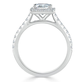 1.0 CT Princess Cut Halo Pave Setting Moissanite Engagement Ring - Barbara Maison 