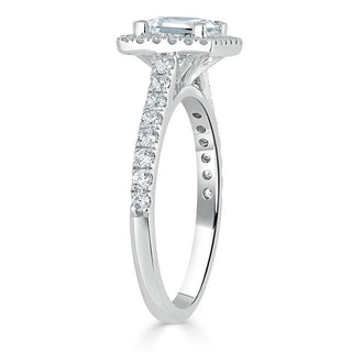 1.0 CT Princess Cut Halo Pave Setting Moissanite Engagement Ring - Barbara Maison 