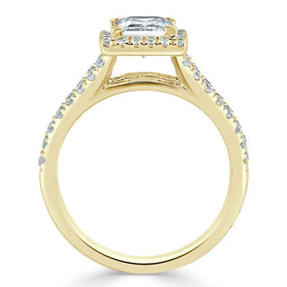 1.0 CT Princess Cut Halo Split Shank Setting Moissanite Engagement Ring - Barbara Maison 