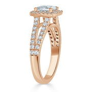 1.0 CT Princess Cut Halo Split Shank Setting Moissanite Engagement Ring - Barbara Maison 