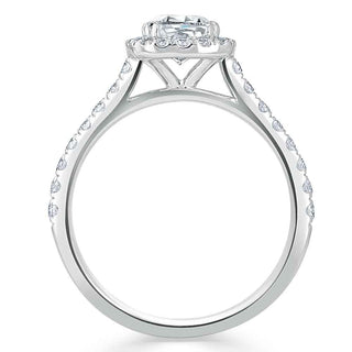 1.0 CT Cushion Cut Halo Pave Moissanite Engagement Ring - Barbara Maison 