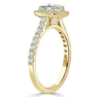 1.0 CT Cushion Cut Halo Pave Moissanite Engagement Ring - Barbara Maison 