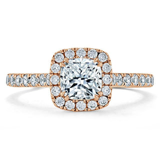 1.0 CT Cushion Cut Halo Pave Moissanite Engagement Ring - Barbara Maison 