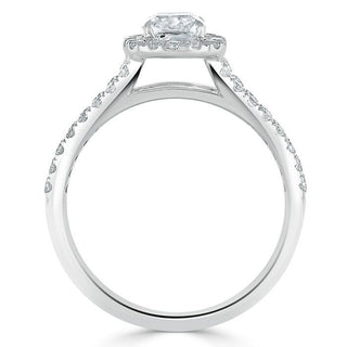 1.0 CT Cushion Cut Halo Split Shank Setting Moissanite Engagement Ring - Barbara Maison 