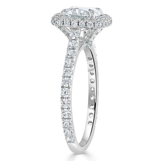 1.5 CT Cushion Cut Halo Pave Setting Moissanite Engagement Ring - Barbara Maison 